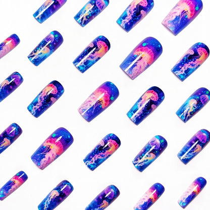 Gel Nail Art Design with Luminescent Jellyfish Acalora