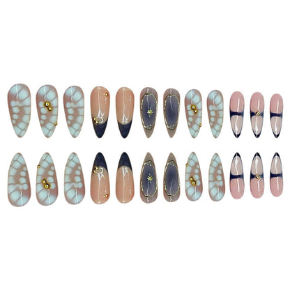 Premium Artistic Stiletto Press-On Nails with Gold Accents Acalora