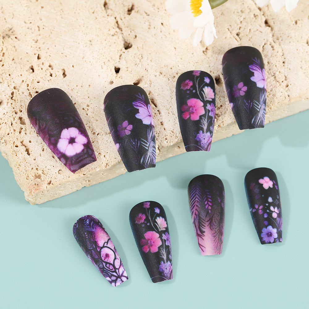 Artificial nails with floral and matte patterns Acalora
