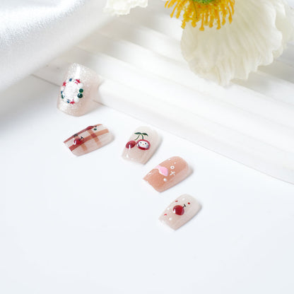 Artistic Press-On Nail Set with Whimsical Designs Acalora