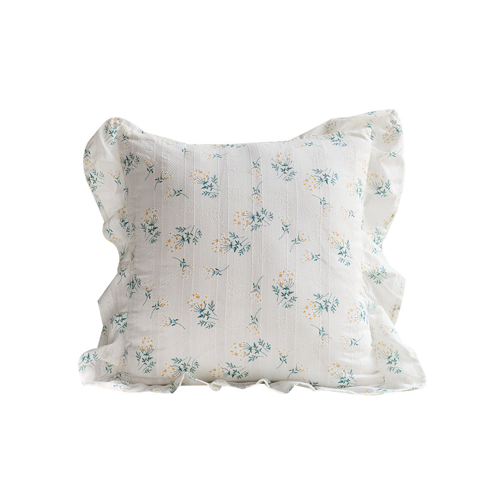 Decorative Ruffled Floral Throw Pillow