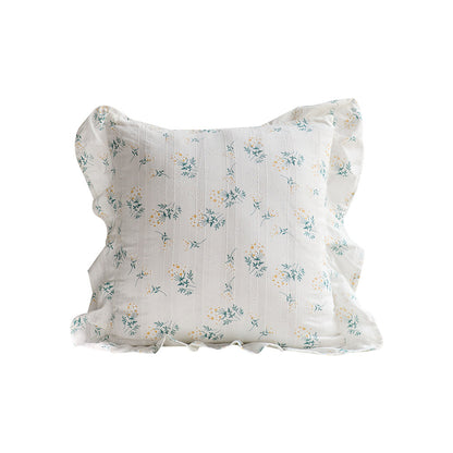 Decorative Ruffled Floral Throw Pillow