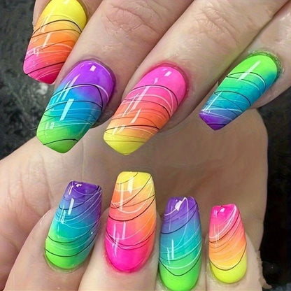 Artificial nails with glamorous glitter design and high gloss finish Acalora