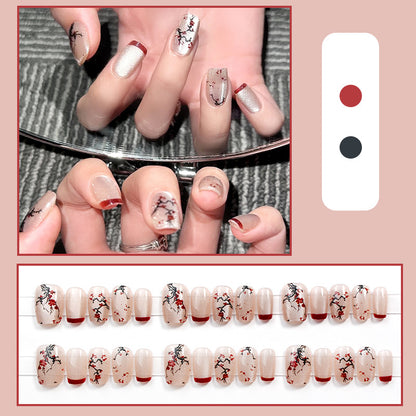 Elegant Floral Artistic Press-On Nails Acalora