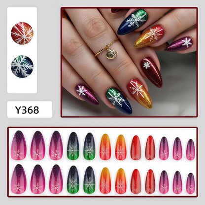 Artificial nails with snowflake motif in glitter finish Acalora