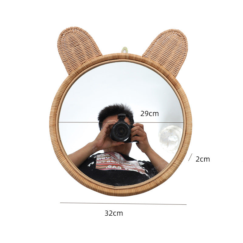 More Elegant Round Wall Mirror Made of Natural Rattan Acalora