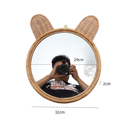 More Elegant Round Wall Mirror Made of Natural Rattan Acalora