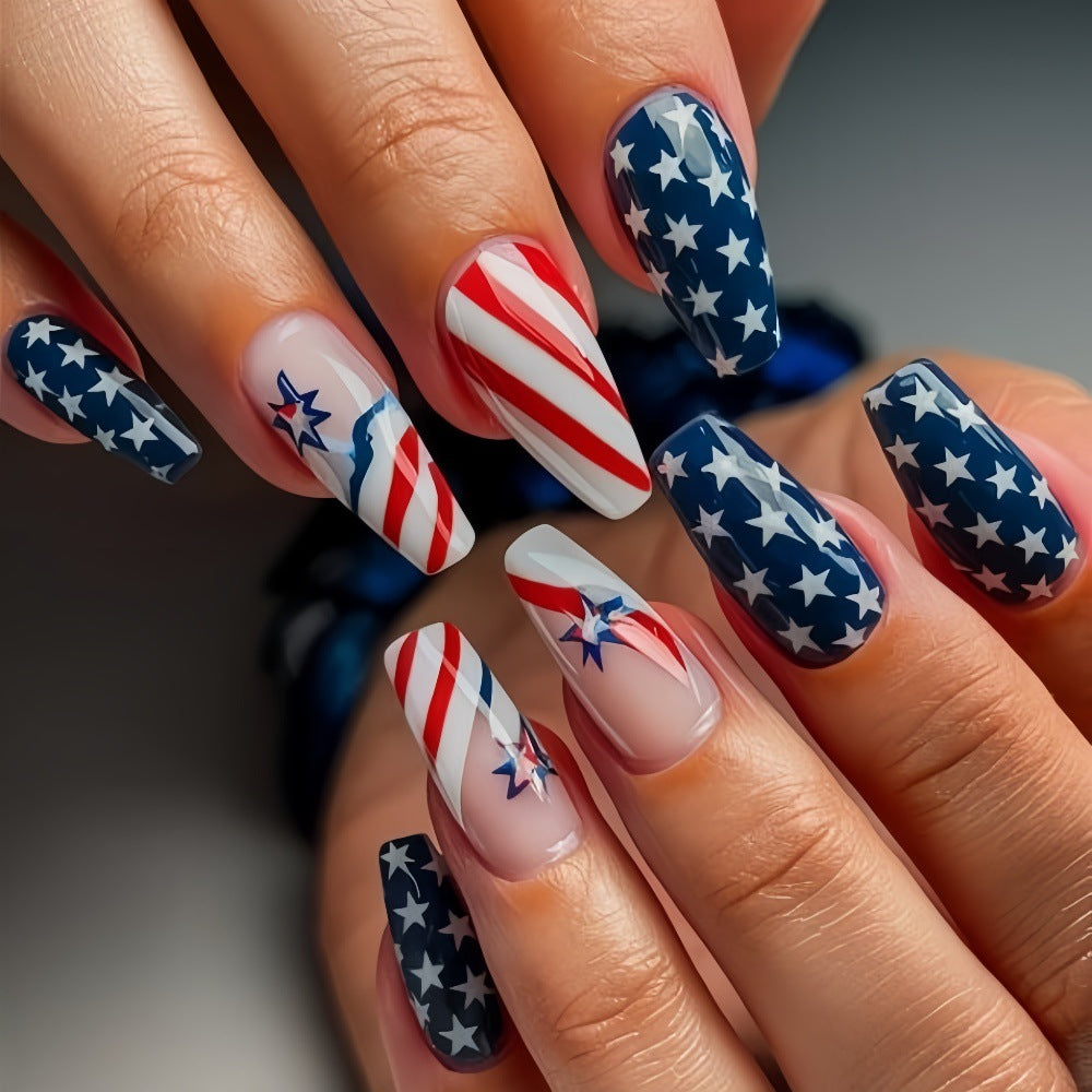 Artful nail tips in patriotic design Acalora
