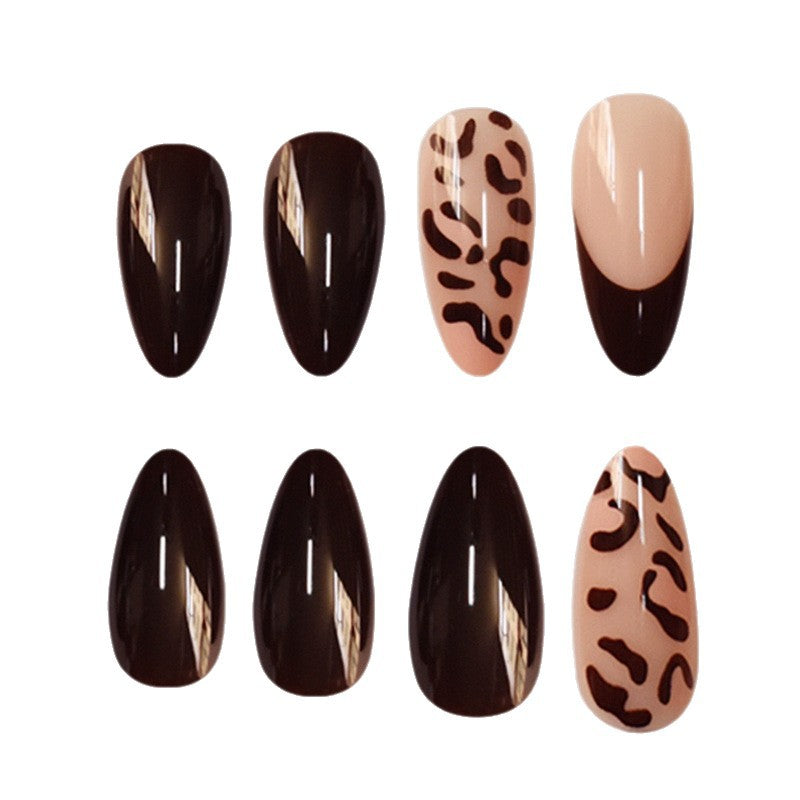 Elegant Stiletto Press-On Nails with Animal Print Design Acalora