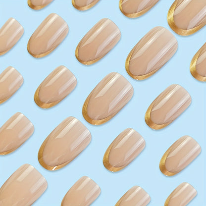 Elegant Glossy French Tip Nail Set Acalora