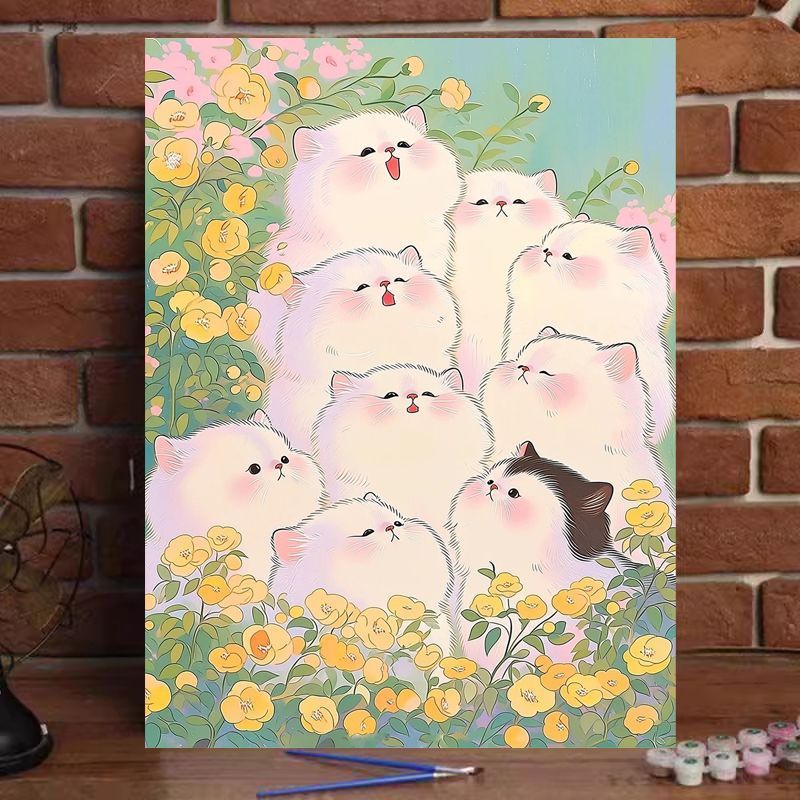 Whimsical Cat-Themed Paint by Numbers Art Kit