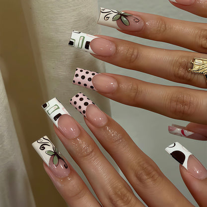 Decorative Long Press-On Nail Art Tips Acalora