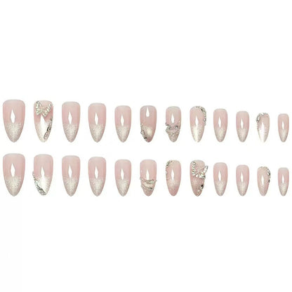 Glamorous Stiletto Press-On Nail Art with Glittering Embellishments Acalora