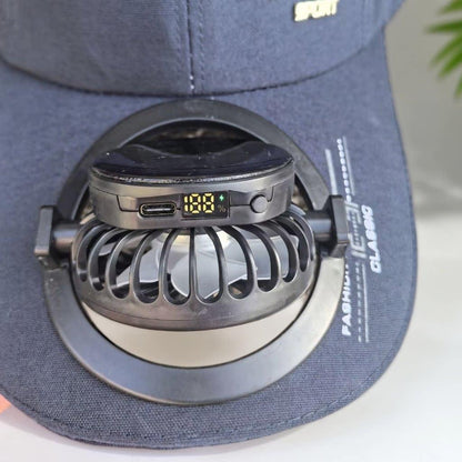 Portable solar-powered USB-C fan with digital battery display Brehn