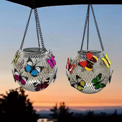 Solar Hanging Outdoor Lanterns with Vintage LED Bulb and Metal Housing, Waterproof Suspension Brehn