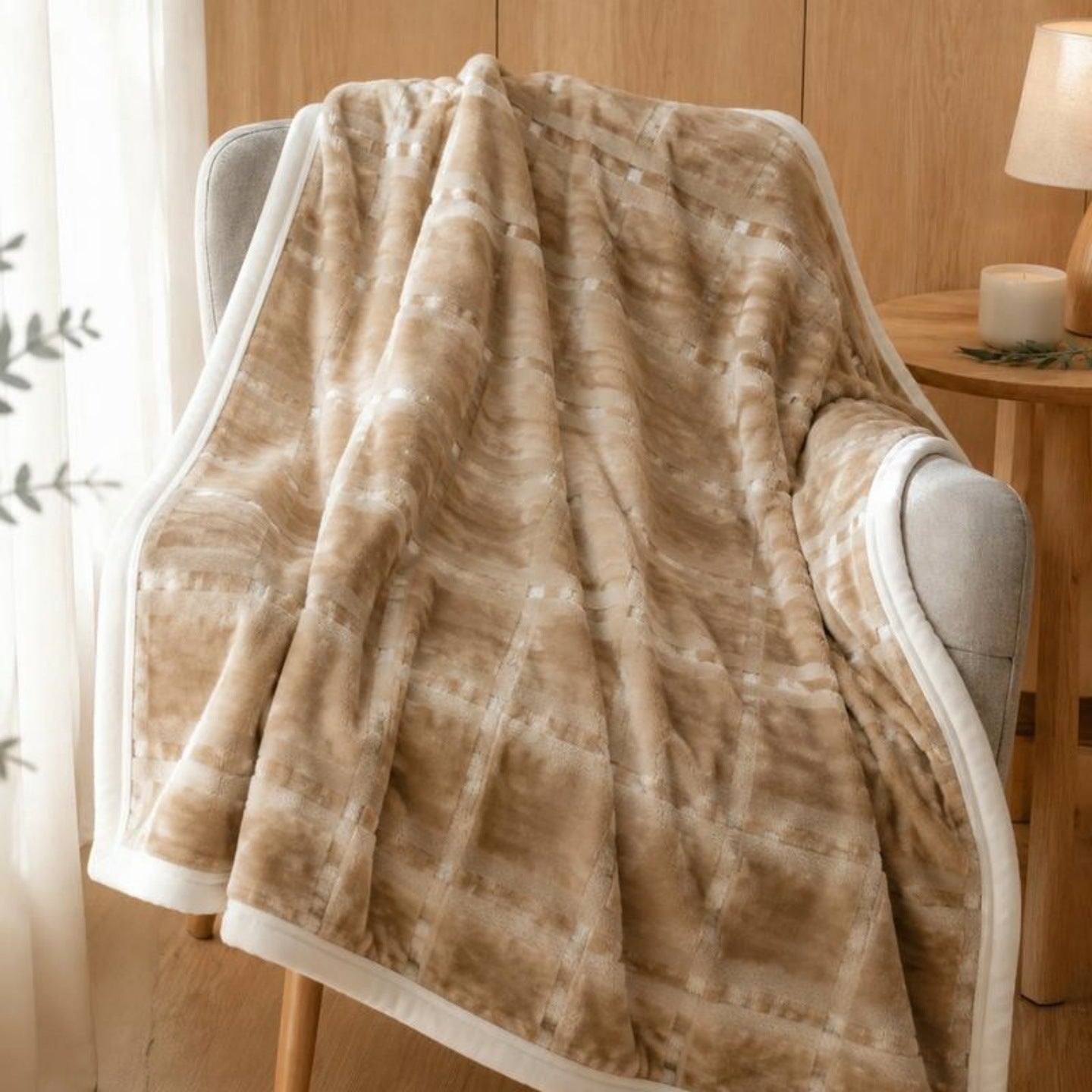 Textured Reversible Fleece Throw Blanket