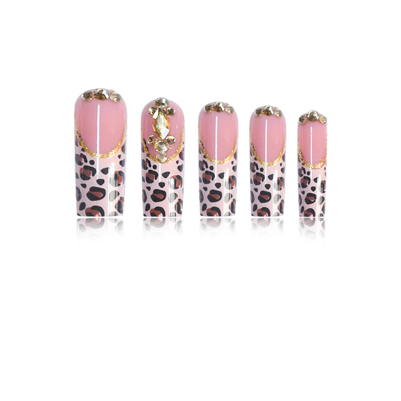Decorative Stiletto Press-On Nails with Gold Accents Acalora