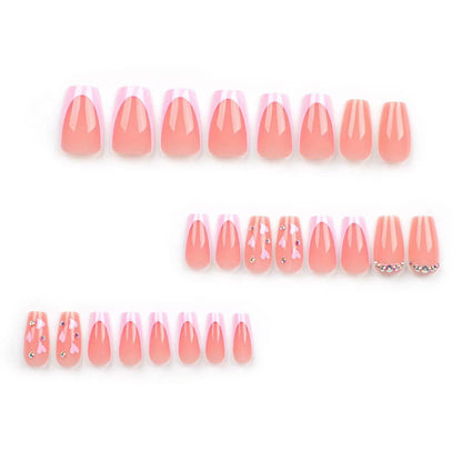 Elegant Long Press-On Nail Set with Rhinestone Accents Acalora