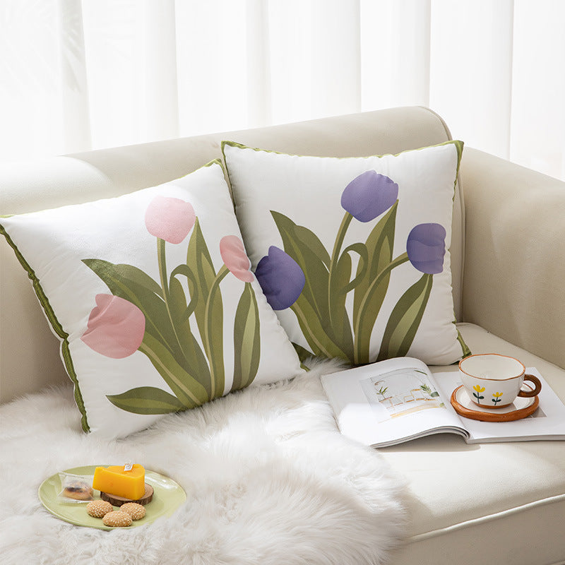 Decorative Floral Print Throw Pillow