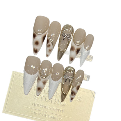 Decorative Stiletto Press-On Nail Art Set with Unique Design Elements Acalora