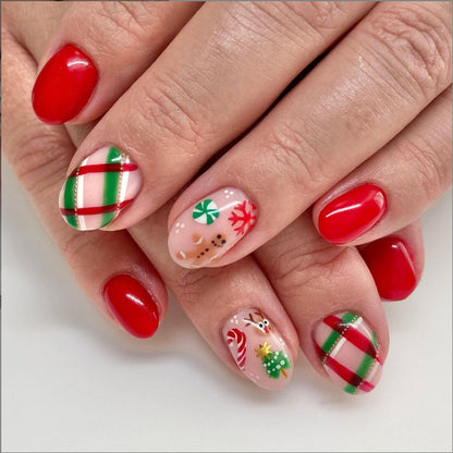 Festive Holiday-Themed Press-On Nail Set Acalora