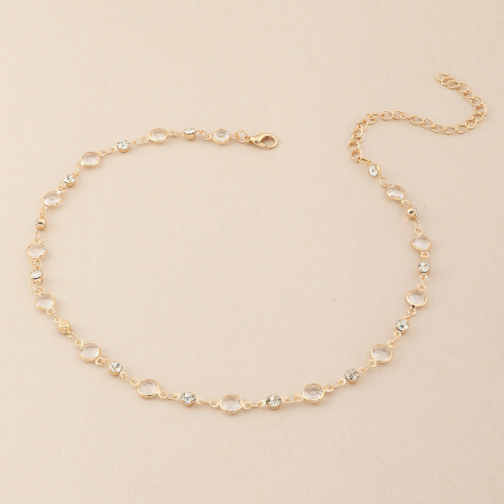 Elegant Crystal Embellished Anklet Acalora