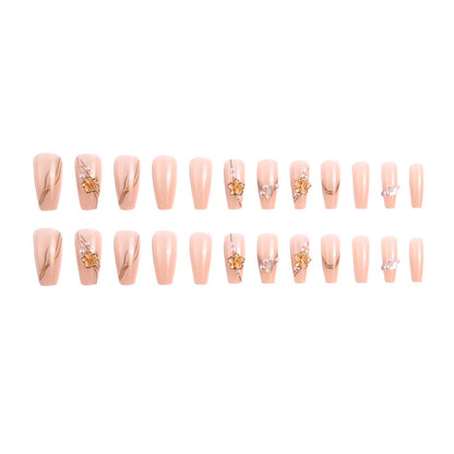 Artificial nail set with elegant floral and luxurious decorations Acalora