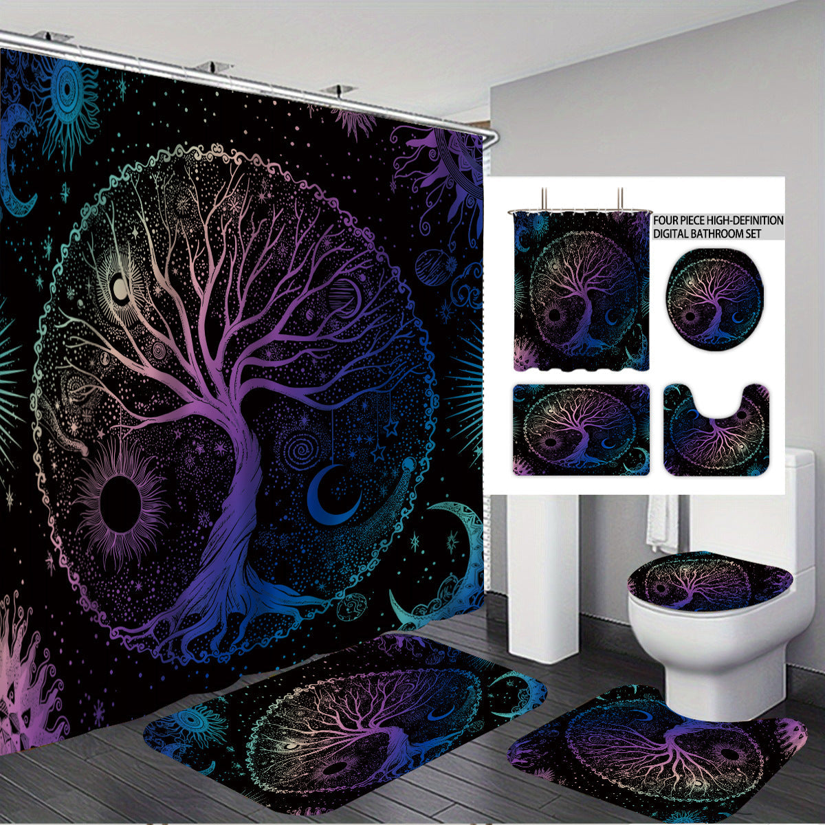 Artistic Tree Design Bathroom Set