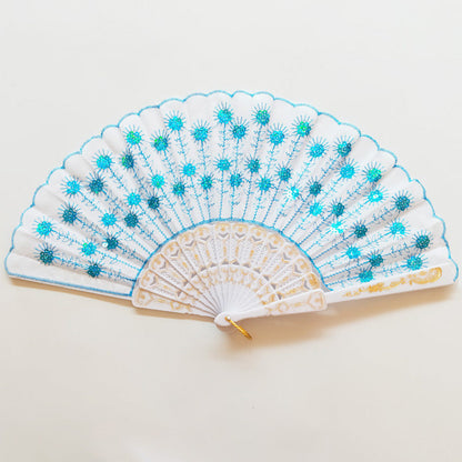 Ladies' handmade fan with fine embroideries Brehn