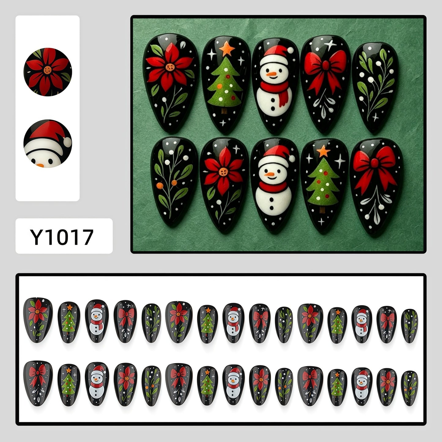 Artificial nail set with festive Christmas design Acalora