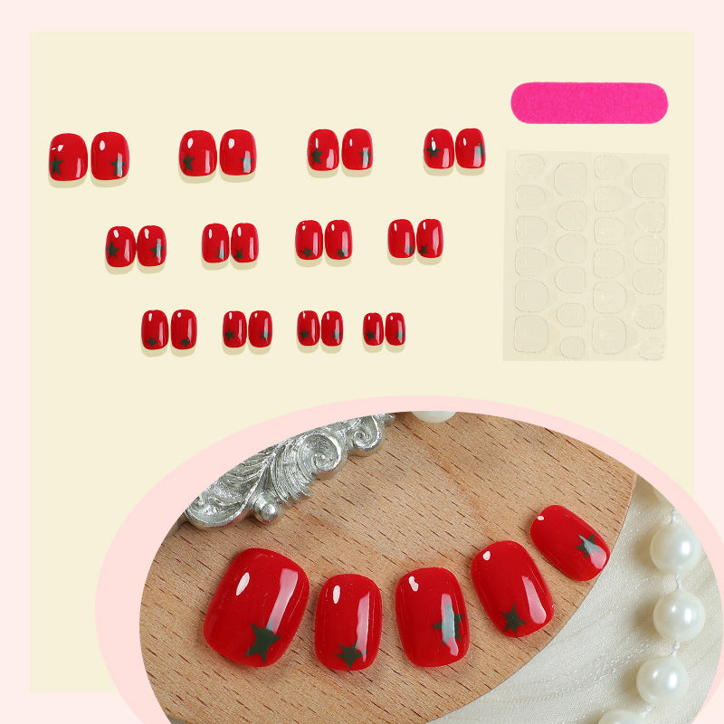 Artistic Press-On Nail Set with Star Designs Acalora