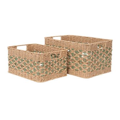 Natural decorative storage basket with woven design