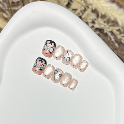 Playful Cherry-Themed Press-On Nail Set Acalora