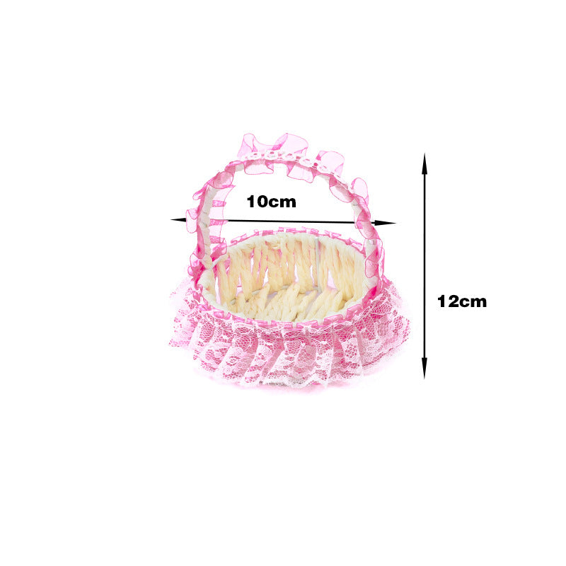 Decorative Lace Trim Woven Basket Acalora