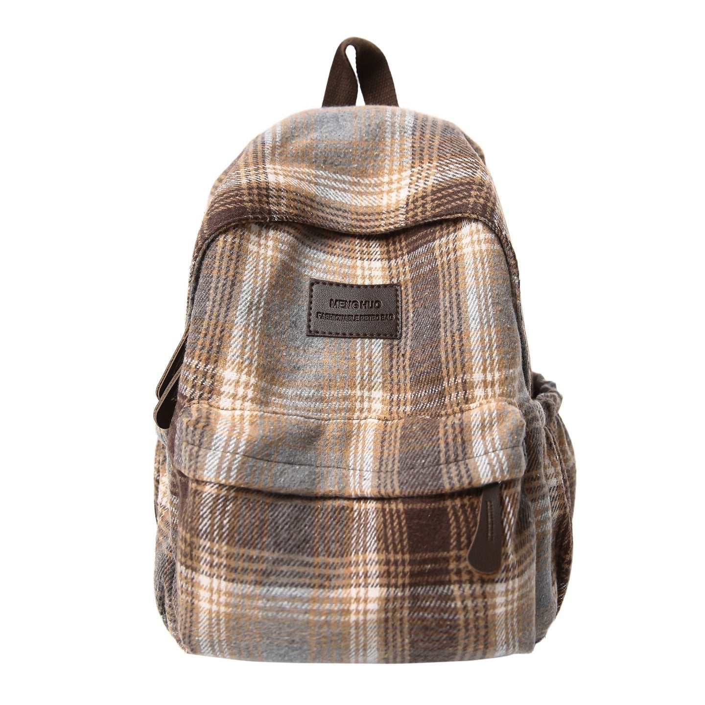 Cozy Plaid Pattern School Backpack Bowlift