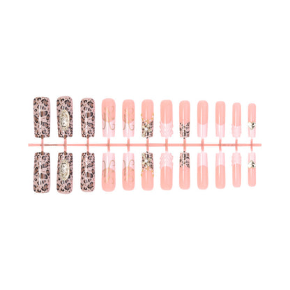Premium Decorative Press-On Nail Art Set with Elegant Leopard Patterns Acalora