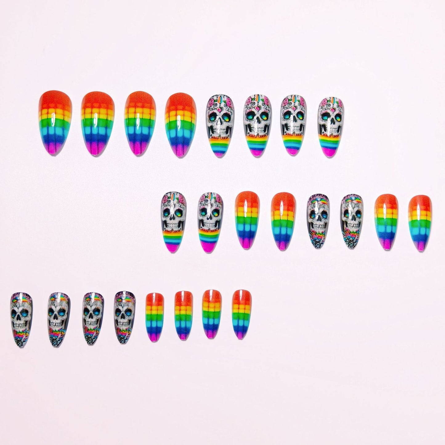 Artistic Skull-Pattern Nail Art Acalora