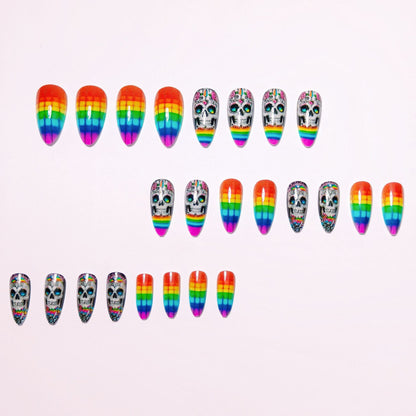 Artistic Skull-Pattern Nail Art Acalora