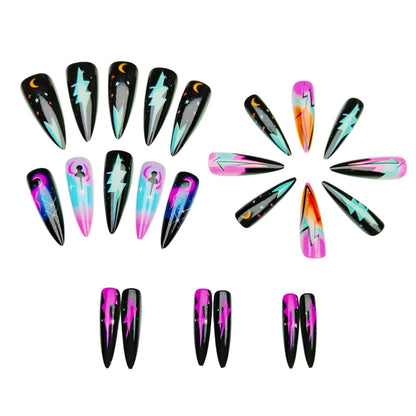 Cosmic Lightning Nail Art Acalora