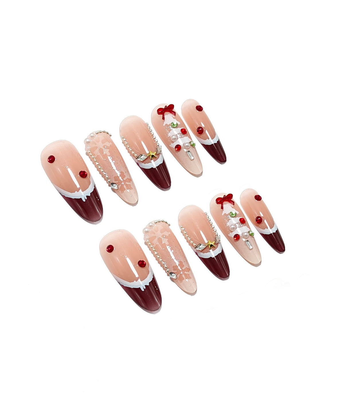 Artificial Christmas art nails with festive design Acalora