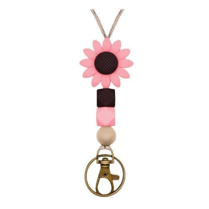 Colorful Flower-Themed Beaded Keychain Holder Acalora