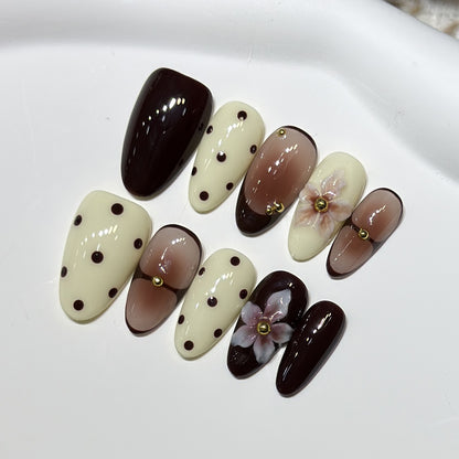 Elegant Floral Stiletto Nail Art Set Acalora