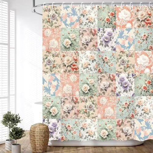 Floral Embossed Shower Curtain