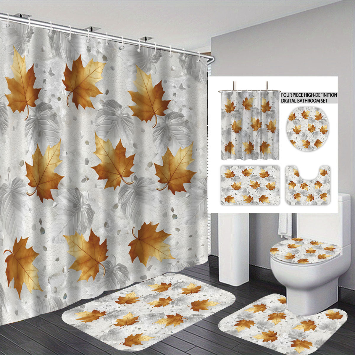 Autumn Leaves Digital Bathroom Set