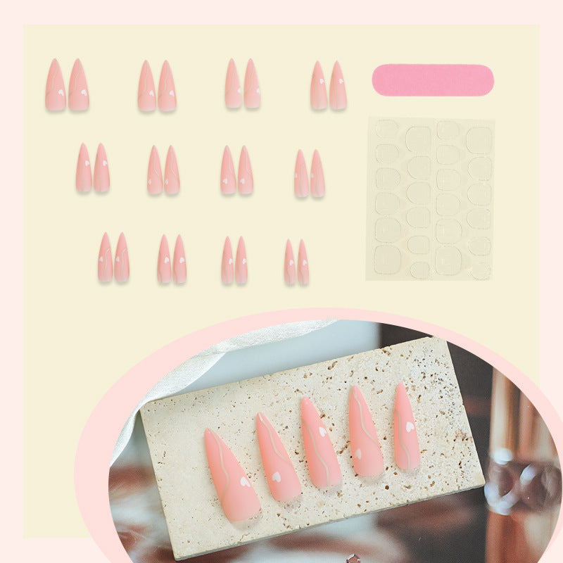 Elegant Heart Accent Press-On Nails Acalora