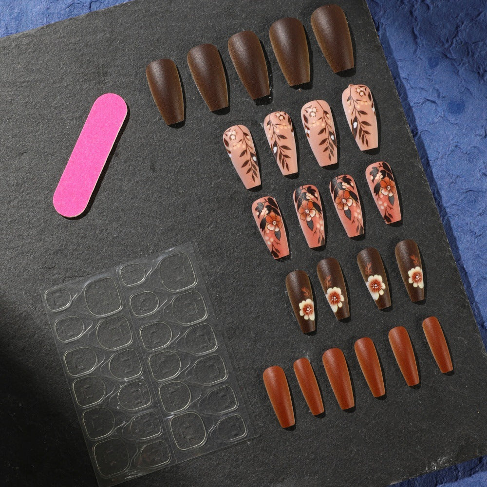 Fake Nail Set with Elegant Floral Designs Acalora