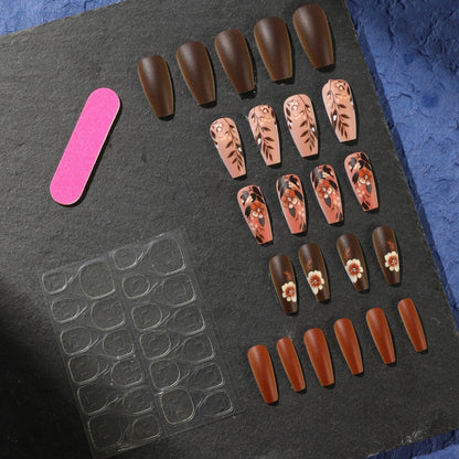 Fake Nail Set with Elegant Floral Designs Acalora