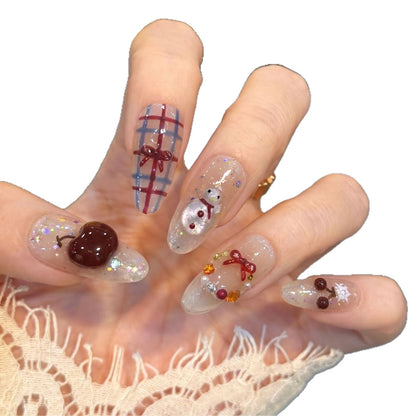Winter-Themed Press-On Nail Art Set Acalora