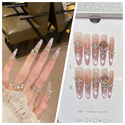 Artistic Stiletto Press-On Nail Set with Charming Patterns Acalora