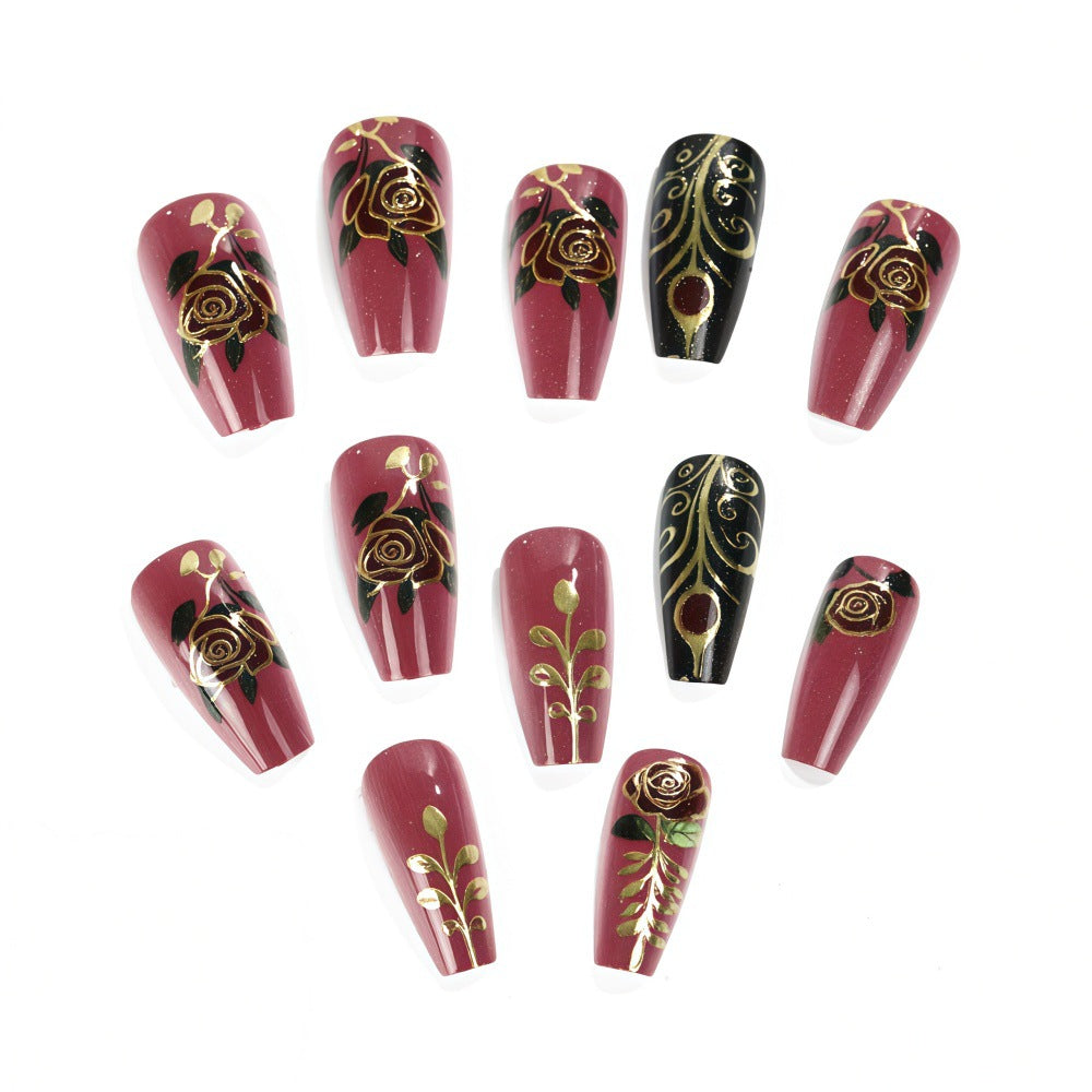 Artificial Nail Set with Floral and Elegant Decorations Acalora